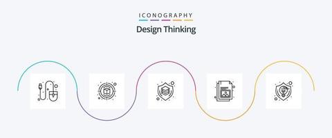 Design Thinking Line 5 Icon Pack inklusive Creative. Galerie. Gehirn. dokumentieren. Denken vektor