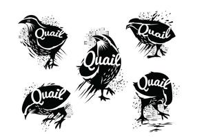 Illustration av Silhouette av Stående Common Quail med Grunge Style vektor