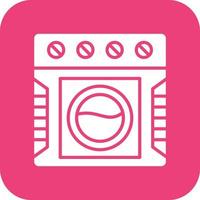 tvättning maskin glyf runda hörn bakgrund ikon vektor