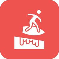 Snowboarder-Glyphe mit runder Ecke Hintergrundsymbol vektor
