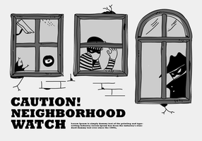 Robbery Nachbarschaft Uhr Bei Fenster Vektor-Illustration vektor