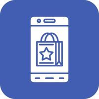 Hintergrundsymbol für mobile Shopping-Glyphe mit runder Ecke vektor