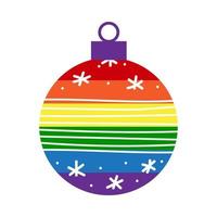 regenbogen lgbt weihnachtskugeldekoration mit verzierung vektor