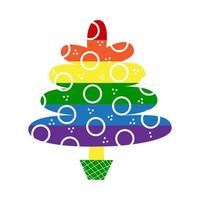 HBTQ jul träd med regnbåge och Gay symboler vektor platt illustration uppsättning. glad homosexuell xmas och Lycklig ny år begrepp. element för stolthet kort, affischer, mönster, gåvor.