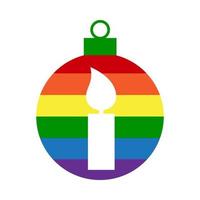 regenbogen lgbt weihnachtskugeldekoration mit vandle vektor