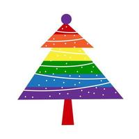 lgbt-weihnachtsbaum mit regenbogen- und homosexuellen symbolen vector flachen illustrationssatz. Frohe homosexuelle Weihnachten und ein frohes neues Jahr-Konzept. elemente für stolzkarten, poster, muster, geschenke.