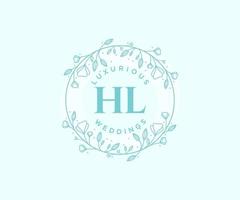 hl Initialen Brief Hochzeit Monogramm Logos Vorlage, handgezeichnete moderne minimalistische und florale Vorlagen für Einladungskarten, Datum speichern, elegante Identität. vektor