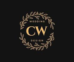 cw initialer brev bröllop monogram logotyper samling, hand dragen modern minimalistisk och blommig mallar för inbjudan kort, spara de datum, elegant identitet för restaurang, boutique, Kafé i vektor