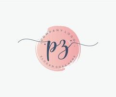 första pz feminin logotyp. användbar för natur, salong, spa, kosmetisk och skönhet logotyper. platt vektor logotyp design mall element.