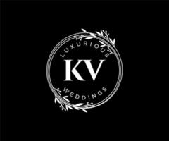 kv initialen brief hochzeitsmonogramm logos vorlage, handgezeichnete moderne minimalistische und florale vorlagen für einladungskarten, datum speichern, elegante identität. vektor