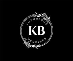 kb Initialen Brief Hochzeit Monogramm Logos Vorlage, handgezeichnete moderne minimalistische und florale Vorlagen für Einladungskarten, Datum speichern, elegante Identität. vektor