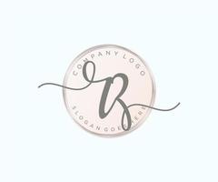 anfängliches rz feminines logo. verwendbar für Natur-, Salon-, Spa-, Kosmetik- und Schönheitslogos. flaches Vektor-Logo-Design-Vorlagenelement. vektor