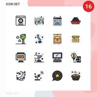 16 tematiska vektor platt Färg fylld rader och redigerbar symboler av pil moln browser berså fartyg redigerbar kreativ vektor design element