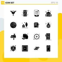Stock Vector Icon Pack mit 16 Zeilen Zeichen und Symbolen für DVD-WLAN-Dokument IOT Internet editierbare Vektordesign-Elemente
