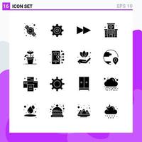 16 fast glyf begrepp för webbplatser mobil och appar smartphone digital sjukhus vår blad redigerbar vektor design element