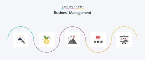 Business Management Flat 5 Icon Pack inklusive Unternehmen. Geschäft. Geschäft. Server. Geschäft vektor