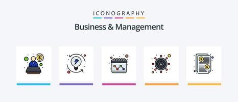 Business- und Management-Linie gefüllt 5 Icon Pack inklusive Hand. Kasse. Glas. Spezialist. Konto. kreatives Symboldesign vektor