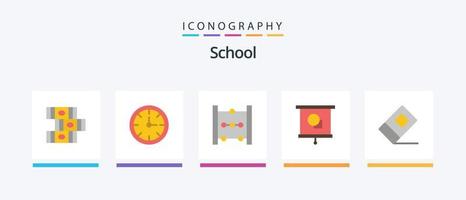 skola platt 5 ikon packa Inklusive . suddgummi. utbildning. utbildning. projektor. kreativ ikoner design vektor