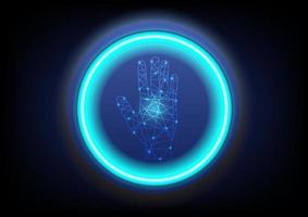 futuristische handscan-erkennungstechnologie. biometrisches Datensicherheitskonzept. vektor