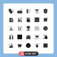 25 universelle solide Glyphenzeichen Symbole von Pin-Dollar direkt ab Werk Metall-Lasersinterdruck editierbare Vektordesign-Elemente vektor