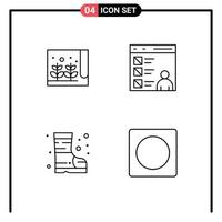 uppsättning av 4 modern ui ikoner symboler tecken för bruka stövlar små kodning säkerhet redigerbar vektor design element