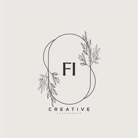 Fi Beauty Vector Initial Logo Art, Handschrift Logo der Erstunterschrift, Hochzeit, Mode, Schmuck, Boutique, Blumen und Pflanzen mit kreativer Vorlage für jedes Unternehmen oder Geschäft.