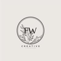 fw Beauty Vector Initial Logo Art, Handschrift Logo der Erstunterschrift, Hochzeit, Mode, Schmuck, Boutique, floral und botanisch mit kreativer Vorlage für jedes Unternehmen oder Geschäft.
