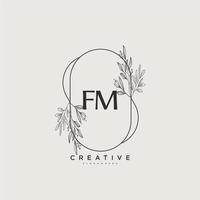fm Beauty Vector Initial Logo Art, Handschrift Logo der Erstunterschrift, Hochzeit, Mode, Schmuck, Boutique, floral und botanisch mit kreativer Vorlage für jedes Unternehmen oder Geschäft.