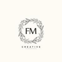 fm Beauty Vector Initial Logo Art, Handschrift Logo der Erstunterschrift, Hochzeit, Mode, Schmuck, Boutique, floral und botanisch mit kreativer Vorlage für jedes Unternehmen oder Geschäft.