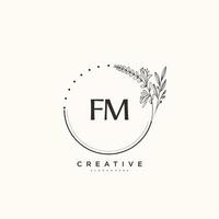 fm Beauty Vector Initial Logo Art, Handschrift Logo der Erstunterschrift, Hochzeit, Mode, Schmuck, Boutique, floral und botanisch mit kreativer Vorlage für jedes Unternehmen oder Geschäft.