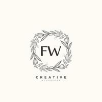 fw Beauty Vector Initial Logo Art, Handschrift Logo der Erstunterschrift, Hochzeit, Mode, Schmuck, Boutique, floral und botanisch mit kreativer Vorlage für jedes Unternehmen oder Geschäft.