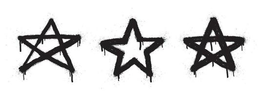 fem stjärna betyg positiv respons. spray målad graffiti fem stjärna i svart över vit. stjärna betyg symbol. isolerat på vit bakgrund. vektor illustration