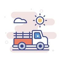 Pickup-Truck-Vektor gefüllte Umriss-Icon-Stil-Illustration. eps 10-Datei vektor