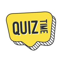 Quiz-Zeit-Logo-Symbol-Symbol, Cartoon-Gelb-Blase-Rede vektor