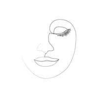 kontinuerlig linje, teckning av uppsättning ansikten och frisyr, mode begrepp, kvinna skönhet minimalistisk, illustration vektor