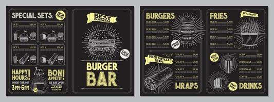 burger bar meny mall vektor