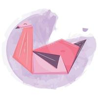 isolerat söt flamingo origami skiss ikon vektor illustration