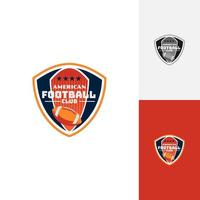 logotyp emblem amerikan fotboll skydda med boll röd blå orange Färg vektor