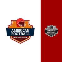 logo emblem american football gestreiftes abzeichen groß helm rot orange dunkelblau vektor