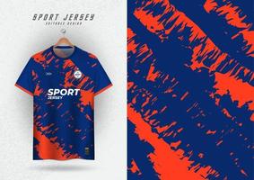 Hintergrundmodell für Sporttrikot-Fußballrennen, blaues und orangefarbenes Grunge-Muster. vektor