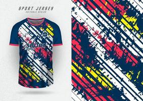 T-Shirt-Design-Hintergrund für Teamtrikot, Rennen, Radfahren, Fußball, Spiel, Streifen, Grunge-Stil, bunte Abteilungsfarben vektor