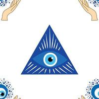 böses auge nahtloses muster. magie, hexerei, okkultes symbol, linienkunstsammlung. hamsa-auge, magisches auge, dekorelement. vektor