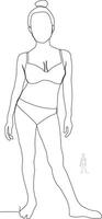 durchgehende Linie von Bikini-Frauen, die sich am Strand sonnen vektor