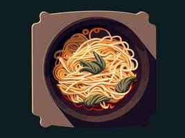 asiatisk mat. wok panorera. kinesisk spaghetti. vektor illustration