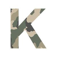 Englisches Alphabet Buchstabe k, Khaki-Stil isoliert auf weißem Hintergrund - Vektor