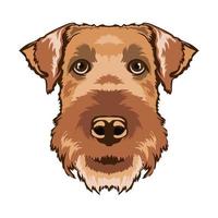 niedliche airedaile terrier hundegesichtsvektorillustration im niedlichen karikaturstil, perfekt für kindert-shirt-design und maskottchenlogo vektor