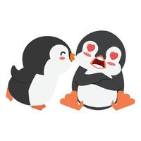 söt pingviner falla i kärlek vektor