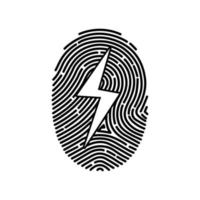 fingeravtryck blixt svart vit vektor logotyp