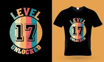 nivå 17 olåst. gaming typografi t-shirt design vektor