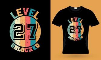 nivå 27 olåst. gaming typografi t-shirt design vektor